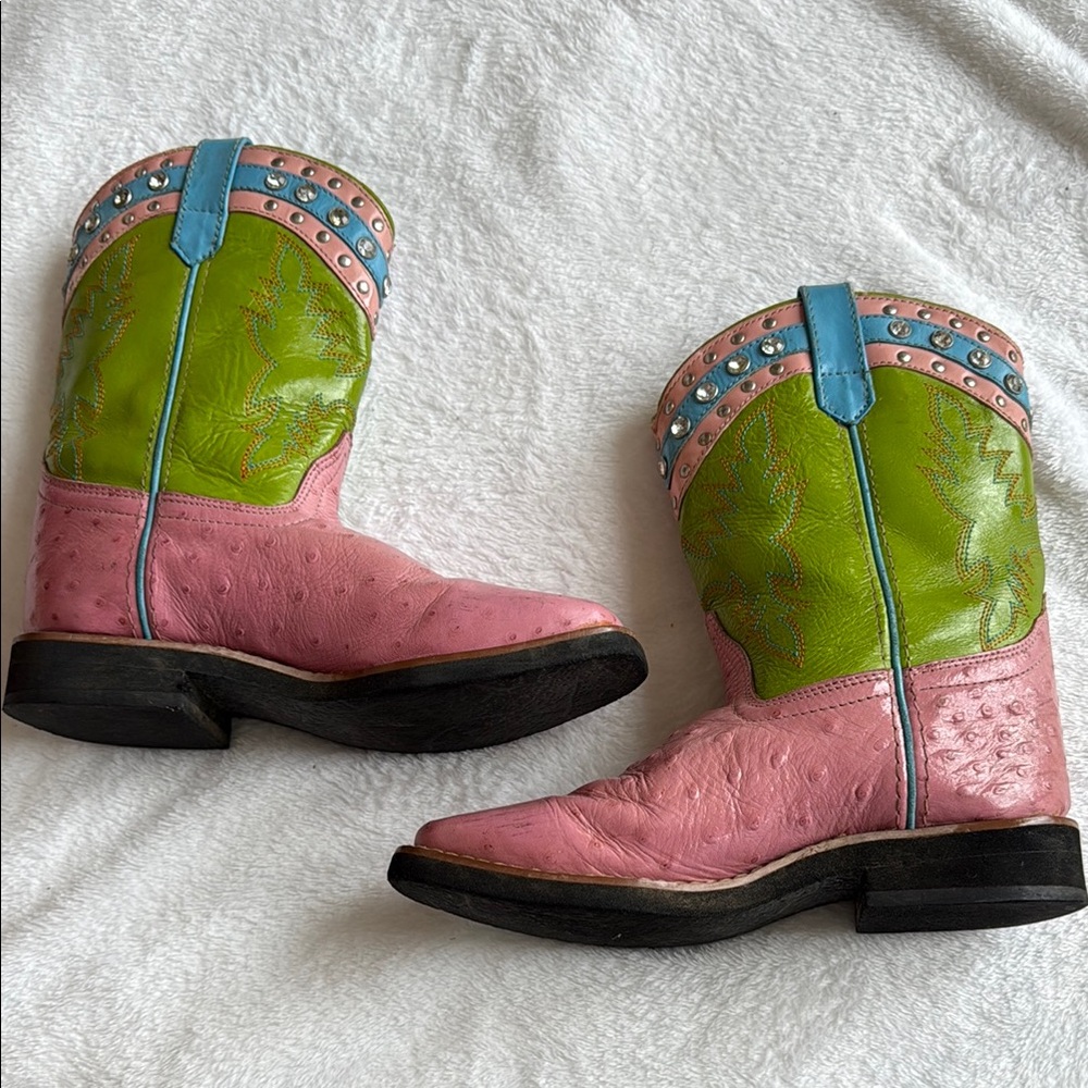 Kids Red Ranch Colorful Western Boots